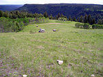 Climbing up through the meadow on the unmapped connector to the Cariboo