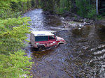 The Defender's articulation helped while churning around big rocks.