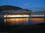 The dam at night.