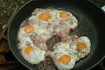 Eggs on bacon