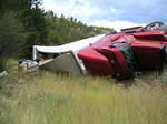 A truck rolled into the ditch just a short distance in front of us on the way up. We didn't see it actually tip, but certainly saw the dust it created giong over.