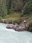 Native Canadians dipping for salmon.