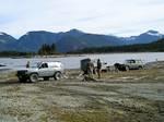 Pulling out the D110 & the Range Rover.