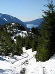 Heading back off the summit. The other arm of Stave Lake.