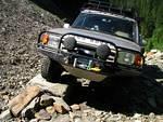 Back up thru the rock slide. Only we decided on a different approach to that big 'in the way' rock.