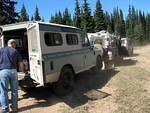 A rest stop to fix a sign and gather in some more dust.