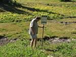 Dave straightens this sign on the Coalmont side of Lodestone Lake.