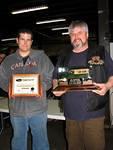 Trevor McEachern presents the Jim McEachern Memorial Award for the 2007 Rover-Landers Most Dedicated Member - Bill Eastwood.