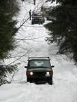 Andy Deane and his Range Rover start the climb.