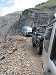 Black Bear Pass, lined up for the switchbacks. There were 8 switchbacks that took 2 or more shunts to turn.
