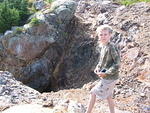 015 London checks out an old mine opening.JPG