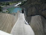 Looking down the overflow water chute on top of Terzaghi Dam at the East end of Carpenter lake  - August 2012 016