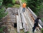 The old bridge has been weight reduced to quads only - Placer Mountain-Ashnola Traverse - July 2014 031