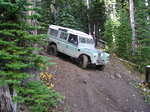 Dennis and his 109 and all his stuff start down the timed hill climb.
