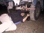 Devin and Brandon bleeding and adjusting brakes for the first of many times this weekend.  Face it guys, Series brakes are adequate at best.