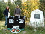 Alicia Mellenger & Dave Blair with the prize table & T shirts.