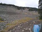 Massive areas of crumbled rock.