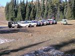 Trucks lined up ready for technical and time trials.