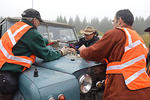 Wayne, Greg & Bryan strap down the fish bowl to Doug's hood