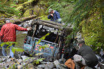 Team 08 came up to help Team 02 get out only to get good 'n stuck stuck in the stream.