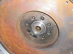 Test fitting the spigot insert and the redrilled Peugeot flywheel.