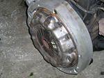 The Land Rover Series III clutch now installed. There is .3 mm clearance between the flywheel teeth and the new housing.
