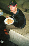 Andrew Hall, one of the guys I work with, eating just as poorly as he always does